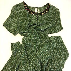 Vintage 90s Fairy Grunge Witchy Earthy Hippie Rayon Guaze Dress Stevie Nicks T8